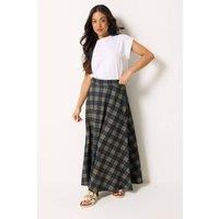 PixieGirl Women's Petite Check Maxi Skirt in Dark Blue | Size: 16