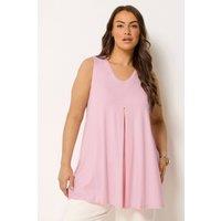 Yours Women's Pleat Front Vest Top in Light Pink | Size: 16