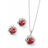 Lovii Women's Elegant Crystal Necklace & Earrings Jewellery Set in Red