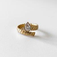 Luxe Tones Women's Kali Luxe 18k Gold Plated Clear Wrap Ring