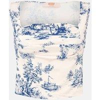 Hiccup Women's Sleeveless Printed Blouse in Blue | Size: Medium