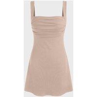 Hiccup Women's Ruched Square-Neck Mini Dress in Medium Beige | Size: Small