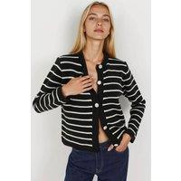 Hiccup Women's Buttoned Striped Cardigan in Black | Size: Medium
