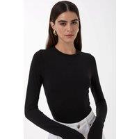 Hiccup Women's Slim Fit Crew Neck Long Sleeve Top in Black | Size: Small