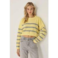 Hiccup Women's Striped Crew Neck Sweater in Yellow | Size: Small