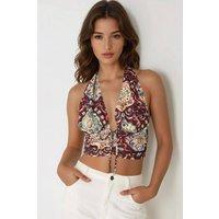 Hiccup Women's Ethnic Print Cropped Tank Top | Size: XS