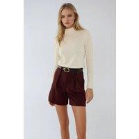 Hiccup Women's High Waist Mini Shorts in Red | Size: XS