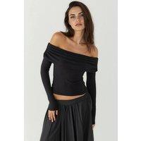 Hiccup Women's Off Shoulder Draped Blouse in Black | Size: Small