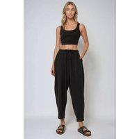 Hiccup Women's Elastic Waist Comfort Fit Pants in Black | Size: XS