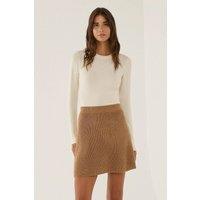 Hiccup Women's Knit Mini Skirt in Brown | Size: Large