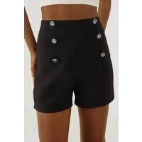 Hiccup Women's High Waist Buttoned Shorts in Black | Size: Medium