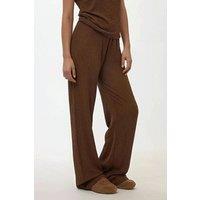 Hiccup Women's Relaxed Fit Wide Leg Textured Knit Pants in Brown | Size: XS