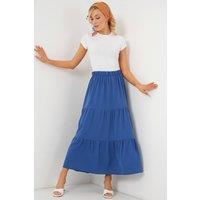 Big Dart Women's Textured Maxi Skirt in Mid Blue | Size: Small