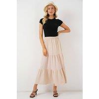 Big Dart Women's Textured Maxi Skirt in Beige | Size: Large