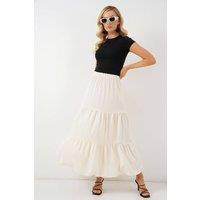 Big Dart Women's Textured Maxi Skirt in Cream | Size: XL