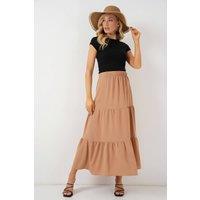 Big Dart Women's Textured Maxi Skirt in Camel | Size: XL