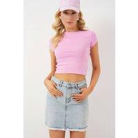 Big Dart Women's Slim Fit Mini Denim Skirt with Buttons in Light Blue | Size: Medium