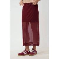 Hiccup Women's High Waist Lace Midi Skirt Pika Collection in Burgundy | Size: Large