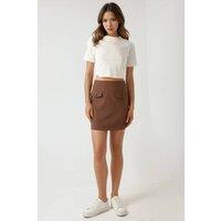 Hiccup Women's Pika Collection Mini Skirt with Fake Pockets in Dark Brown | Size: Large