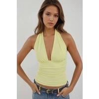 Hiccup Women's Slim Fit V-Neck Knitted Top in Lemon | Size: Large