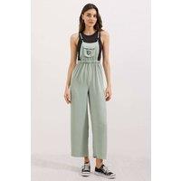 Big Dart Women's Relaxed Fit Long Denim Overalls with Pocket in Pale Green | Size: Large