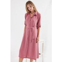 Big Dart Women's Textured Midi Dress with Bow in Dusty Pink | Size: Small