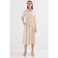 Big Dart Women's Textured Midi Dress with Bow in Cream | Size: Small