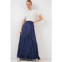 Big Dart Women's Textured Maxi Skirt with Elastic Waist in Navy | Size: Large