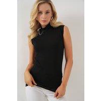 Big Dart Women's Fitted Half Turtleneck Bodysuit in Black | Size: Small