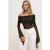 Hiccup Women's Madonna Collar Long Sleeve Top in Black | Size: Medium