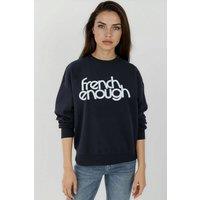 Hiccup Women's Printed Crew Neck Long Sleeve Raised Sweatshirt in Navy | Size: XS