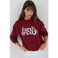 Hiccup Women's Printed Crew Neck Long Sleeve Raised Sweatshirt in Dark Red | Size: Large