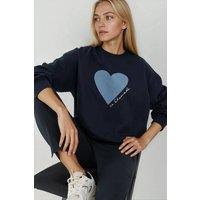 Hiccup Women's Printed Crew Neck Raised Sweatshirt in Navy | Size: Small
