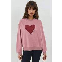 Hiccup Women's Printed Crew Neck Raised Sweatshirt in Dusty Pink | Size: XS