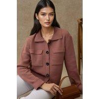 Hiccup Women's Buttoned Cardigan with Pockets in Dusty Pink | Size: Small