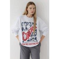 Hiccup Women's Printed Crew Neck Sweatshirt in Off-White | Size: Large