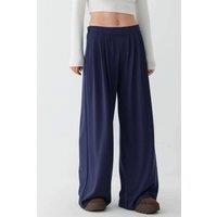 Hiccup Women's Soft Touch Pleated Wide Leg Pants in Navy | Size: Large