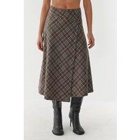 Hiccup Women's Plaid Maxi Skirt with Button Closure | Size: Small