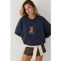 Hiccup Women's Embroidered Crew Neck Sweatshirt in Navy | Size: Small