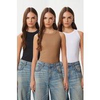 Happiness Istanbul Women's Fitted Cotton 3-Pack Tank Top | Size: Small