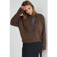 Hiccup Women's Covered Button Knit Cardigan with Pockets in Chocolate | Size: Small
