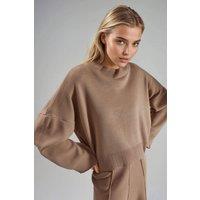 MyFashion Women's Loose Fit Knit Sweater in Camel