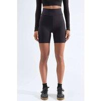 Hiccup Women's High Waist Soft Textured Biker Shorts in Black | Size: Medium