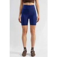 Hiccup Women's High Waist Soft Textured Biker Shorts in Navy | Size: Large