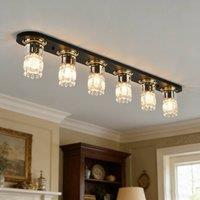NIVOR 6 Light Crystal Flush Mount Ceiling 120cm Linear Chandelier E27 in Black