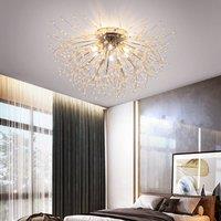 NIVOR Firework Chandeliers Chrome Dandelion Crystal Ceiling Lights 6 x G9 in Metallic Silver