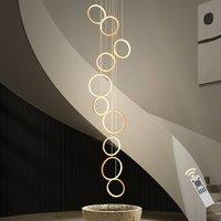 NIVOR Dimmable High Ceiling Chandelier with Remote 10 Ring LED Gold Pendant