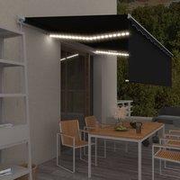 Berkfield Home Manual Retractable Awning with Blind&LED 5x3m Anthracite