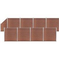 Berkfield Home WPC Fence Set 8 Square + 1 Slanted 1484x186 cm Brown