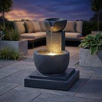 Garden Greatness Fengshui Falls Hybrid Solar Garden Water Feature in Dark Grey | Size: 1 Pack